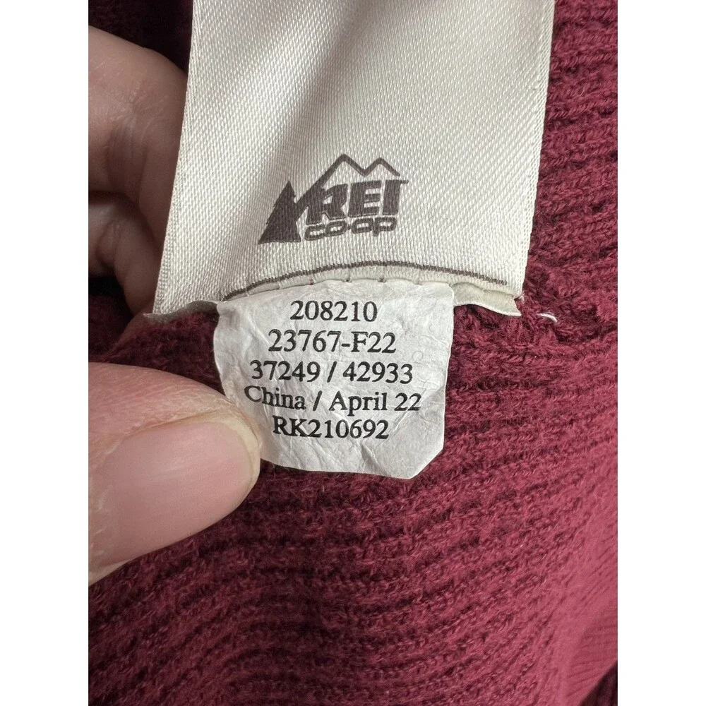 REI Co-op Men Red XL crewneck Sweater Wallace Lake Waffle Knit Thermal Pullover